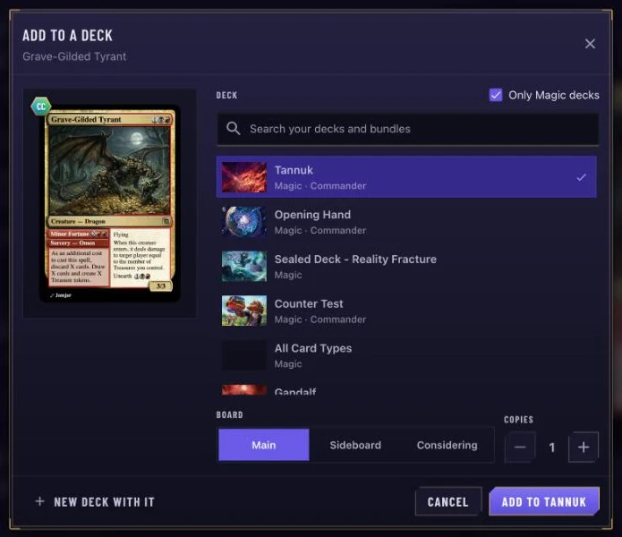 Add to a deck